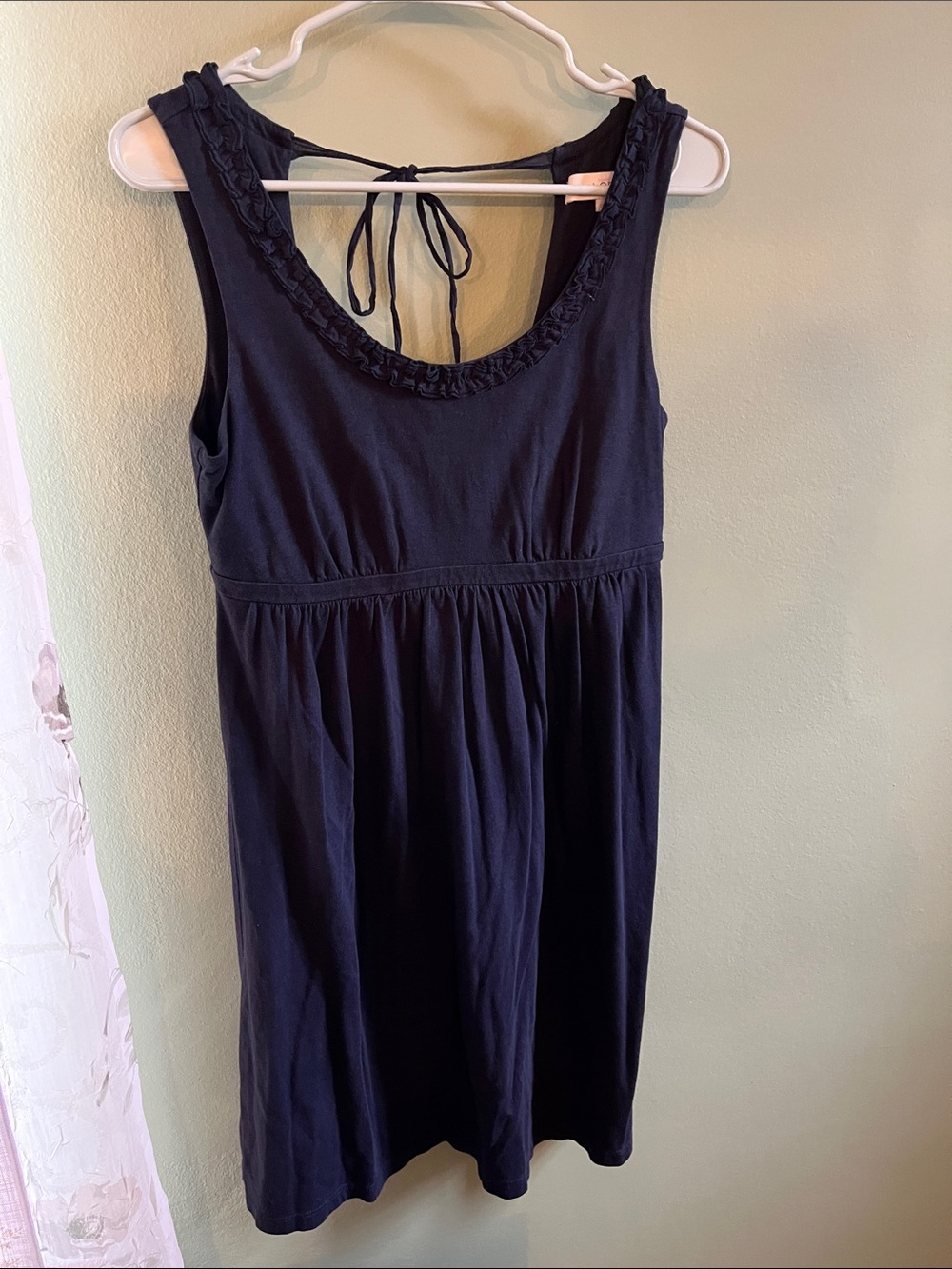 LOFT Black Sleeveless Scoop-Neck Knit Dress with Back Tie